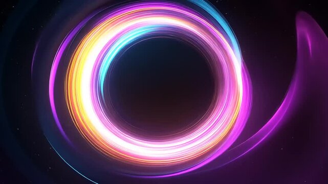 Abstract swirling neon ring