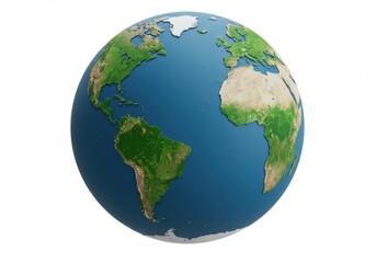 Fototapeta premium Globe showing continents and oceans isolated on white background