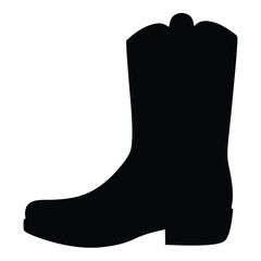 Black Silhouette of a Classic Cowboy Boot Western Footwear Fashionable Style