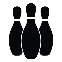Three Black Bowling Pins Icon Bowling Alley Sport Game Graphic Design Element