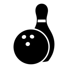 Bowling Pin and Ball Icon Black and White Graphic Design Element