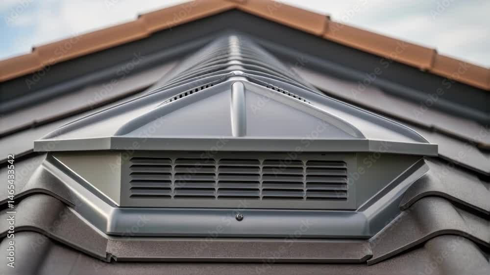 Poster A closeup image of a venting system integrated within a roofing structure highlighting the airflow design that prevents moisture buildup and promotes longevity.