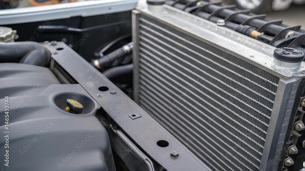 Poster A closeup image of the hybrid power systems cooling mechanism featuring fins and ducts designed to maintain optimal thermal efficiency during operation.