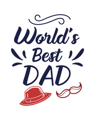 World’s Best Dad Hat Mustache Typography Design