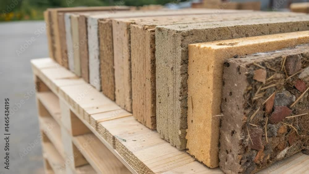 Aufkleber A closeup of a biodegradable formwork piece in a variety of earthy tones capturing the aesthetic qualities and versatility of sustainable construction materials.