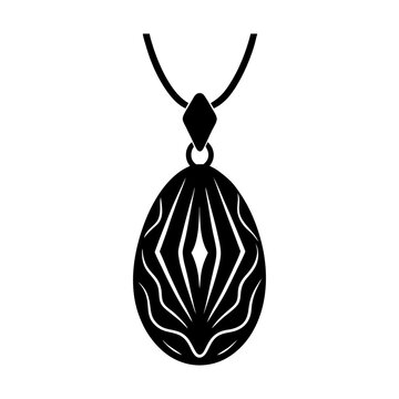 black pendant necklace on white background clip art preview