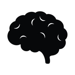 Black and White Silhouette of a Human Brain Icon Illustration Graphic