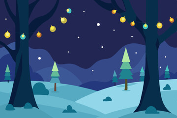 enchanted moonlit glade with firefly lit garlands