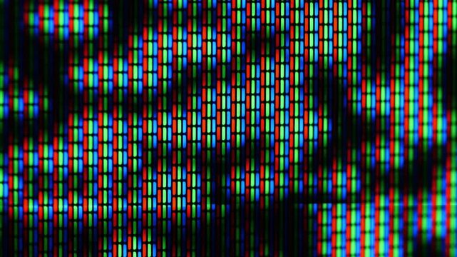 close up of technology behind analog tv displays, where tiny pixels work in