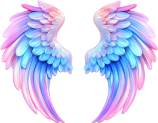 Pair of Vibrant Pastel Angel Wings