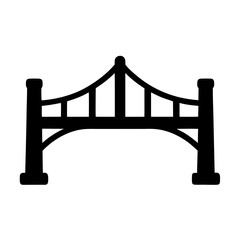 Black and White Icon of a Suspension Bridge Structure