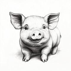 Fototapeta premium cartoon pig cartoon simple line