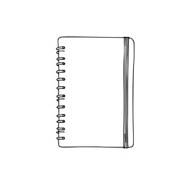 Notebook in Sketchy View: A simple, minimalistic sketch of a bound notebook. showcasing blank paper, ready to be filled with words, ideas, and drawings. Representing stationery, ideas, concept.