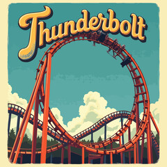 Vibrant Vector Art Featuring Roller Coaster Thrills, Fireworks, and Amusement Park Fun, Designed in Solid Colors for National Roller Coaster Day