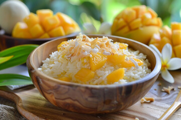 Mango Sticky Rice with Coconut Flakes