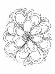 Obraz premium A black and white floral design with petal shapes and small circles on a white background art piece