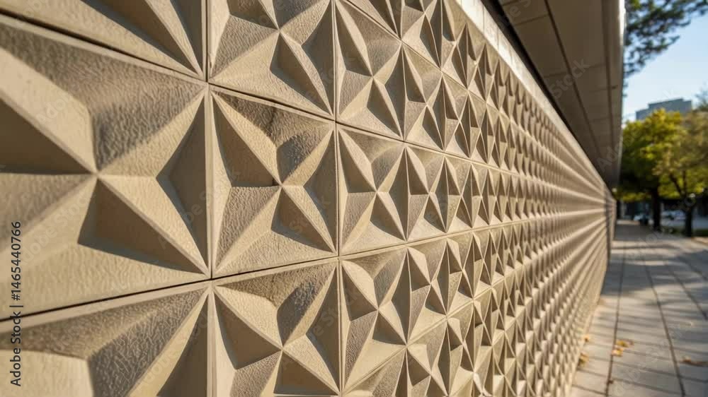 Poster A closeup of a textured surface on a 3Dprinted wall panel capturing the interplay of shadows and details emphasizing the realism achieved through advanced printing techniques.