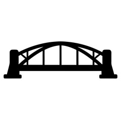 Simple Black Silhouette of an Arch Bridge with Structural Details