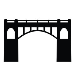 Black and White Icon of a Sturdy Stone Arch Bridge