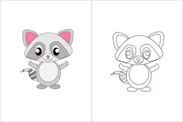 Coloring page for children raccoon