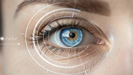 A closeup of a users eye being scanned by an advanced iris recognition system showcasing intricate details of both the eye and the scanning device with a soft focus on the