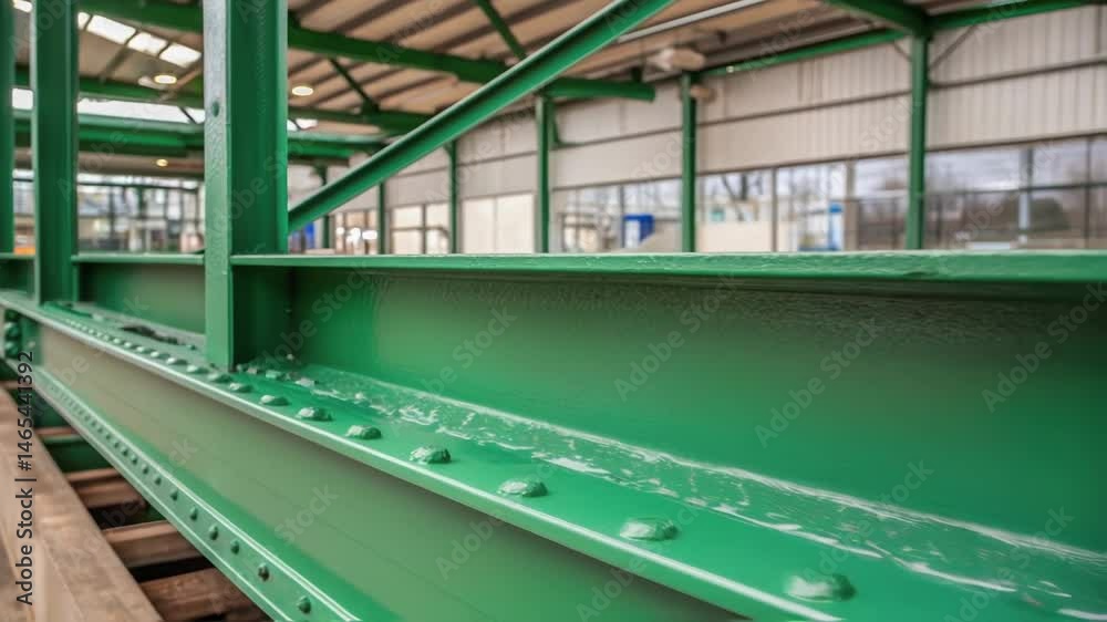 Aufkleber a closeup of a vibrant green rustpreventive coating on a steel frame illustrating sustainable practi