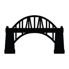 A Simple Black Silhouette of an Arch Bridge with Strong Pillars