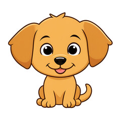 Cute cartoon illustration of a puppy with big eyes and a playful expression, set against a simple background.