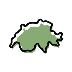 Switzerland green map icon. Switzerland outline map. Simple icon design. Vector illustration