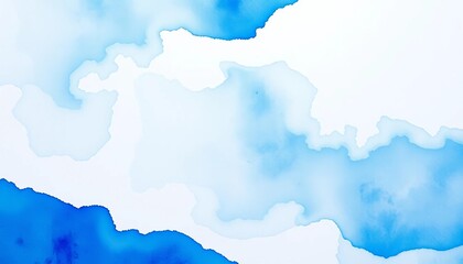 Obraz premium Soft, textured blue watercolor wash on wet white paper, abstract banner background, fluid, artistic