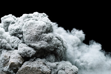 Aqua-hued fog clouds whirl over jagged rocks, invoking ethereal Samhain mysticism and deep Alpine mineral origins