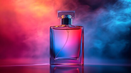 The elegant design and rich color gradients of this perfume bottle make it particularly vibrant