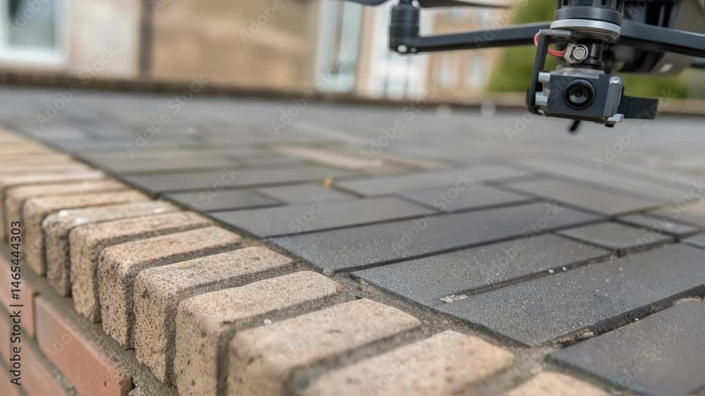 Poster A closeup of the drones specialized gripper mechanism gripping a textured brick with a focus on the precisionengineered components that ensure a secure hold.