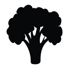 A Simple Black Silhouette of a Head of Broccoli Vegetable