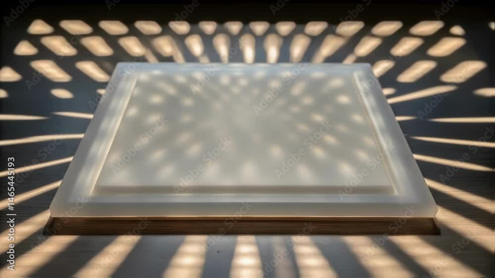 Poster A closeup of the light passing through an held aerogel panel casting intricate shadows on a nearby surface illustrating its ability to diffuse light due to its unique structure.