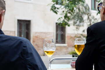 Outdoor Beer Glasses with Two People