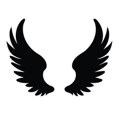 Pair of Black Wings Silhouette Graphic Design Element Image