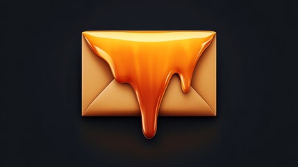 A luxurious and mysterious image is conveyed by an elegant envelope covered in dripping golden liquid