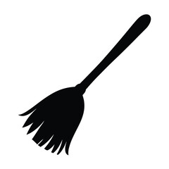 Black Silhouette of a Witchs Broom Cleaning Tool for Halloween Decoration