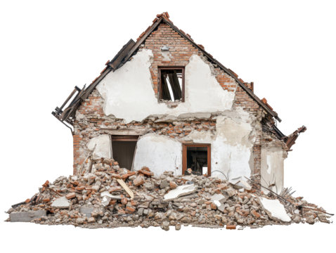 Isolated Destroyed House