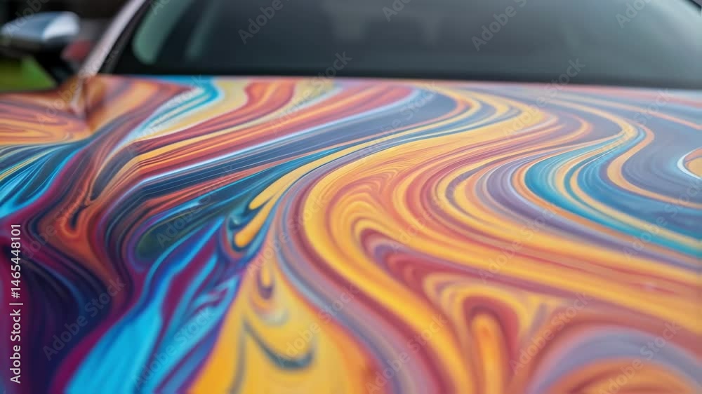 Aufkleber A closeup showing a single panel with a swirling pattern featuring dynamic alterations in color as if the palette is in motion emphasizing artistic fluidity.