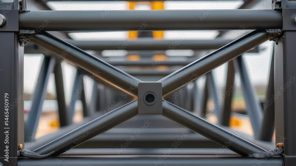 Poster A detailed shot of the cranes main frame emphasizing the robust construction materials and innovative engineering designed to handle dynamic loads.