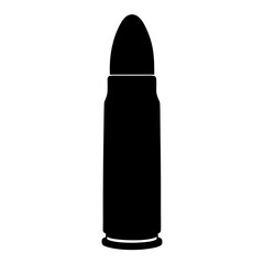 Black Silhouette of a Single Bullet Cartridge Case Ammunition Round Weapon