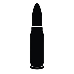 Black and White Silhouette of a Single Bullet Cartridge Ammunition Weapon