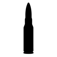 Black Silhouette of a Single Bullet Cartridge Ammunition Weapon Round Projectile