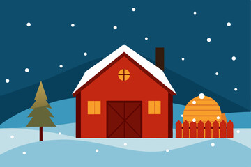 Fototapeta premium rustic barn with glowing lanterns hay bales 