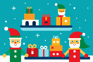 santa s workshop bustling with elves  toys 