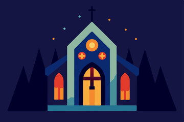 secluded monastery chapel with candles glowing 