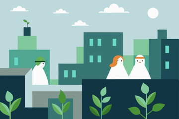 silent hospital rooftop garden with ghost nurses 