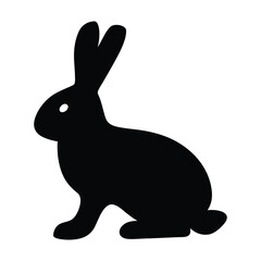 A Simple Black Silhouette of a Sitting Rabbit Easter Bunny Hare